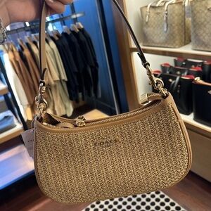 Coach Tan Woven Shoulder Bag